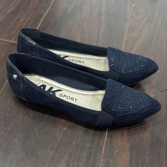 Anne Klein Shoes - Anne Klein Navy Embellished Flats | Good Used Condition
